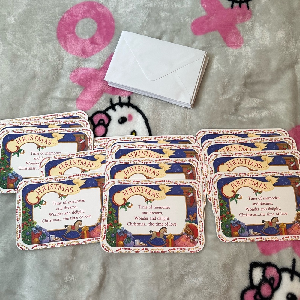 15 Hallmark Christmas holiday cards and white envelopes